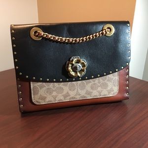 Coach Parker Leather Sig. Coated Canvas, Snakeskin